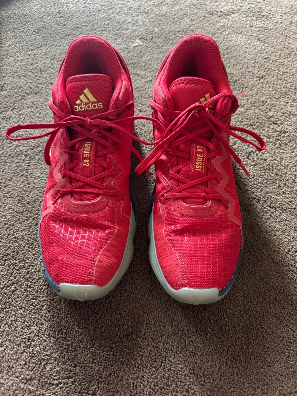 adidas Women's Red Athletic Sneakers with Gold Accents